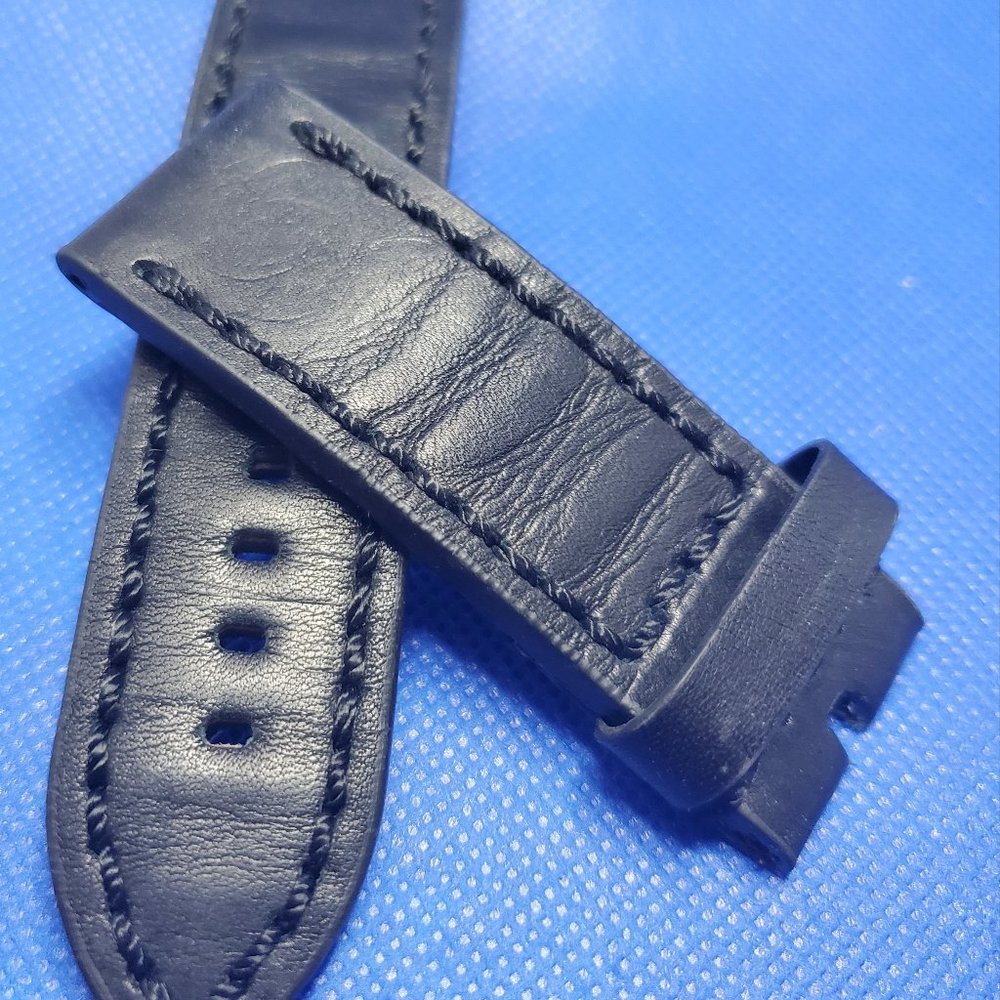 Custom Vintage Distressed Leather Strap 24mm Black